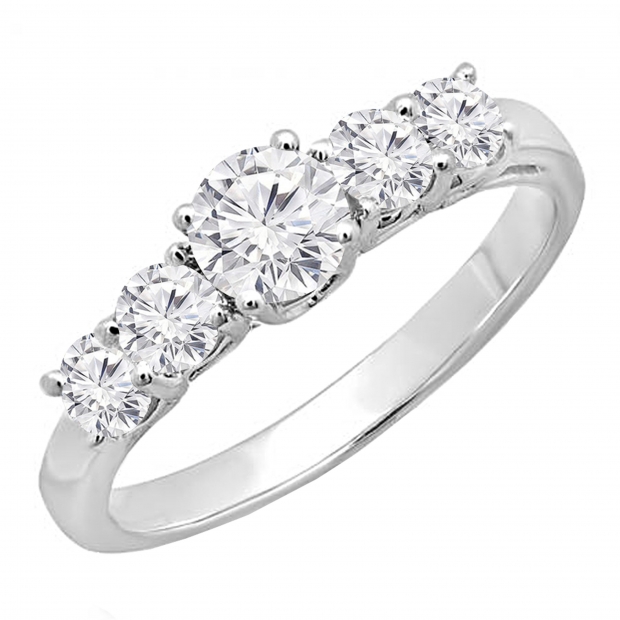0.79 Carat (ctw) 14k White Gold Round Diamond Ladies Anniversary Wedding Ring Band
