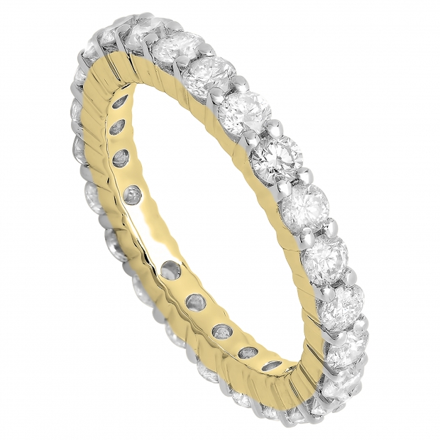 1.00 Carat (ctw) 14K Yellow Gold Round Diamond Ladies Eternity Wedding Anniversary Stackable Ring Band