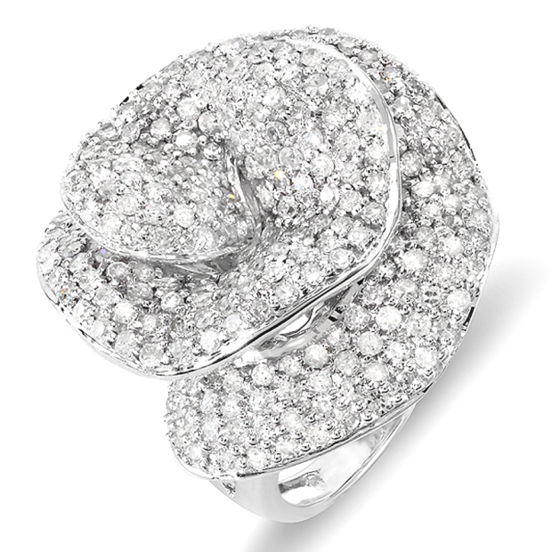 4.00 Carat (ctw) 14k White Gold Round Diamond Ladies Cocktail Right Hand