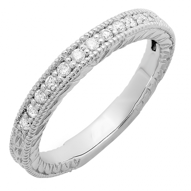 0.25 Carat (ctw) 14k White Gold Round Diamond Ladies Anniversary Wedding Ring Band Stackable