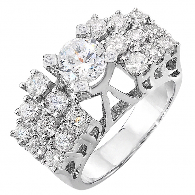 2.25 Carat (ctw) 14k White Gold Round Diamond Ladies Cocktail Ring Center 0.90 ct