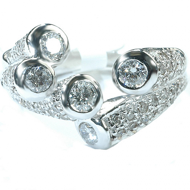 0.75 Carat (ctw) 14k White Gold Round Diamond Ladies Cocktail Right Hand Ring 3/4 CT