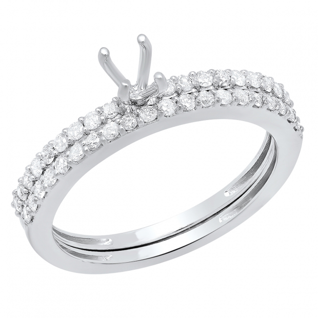 0.50 Carat (ctw) 14k White Gold Round Diamond Ladies Bridal Semi Mount Engagement Ring (No Center Stone)