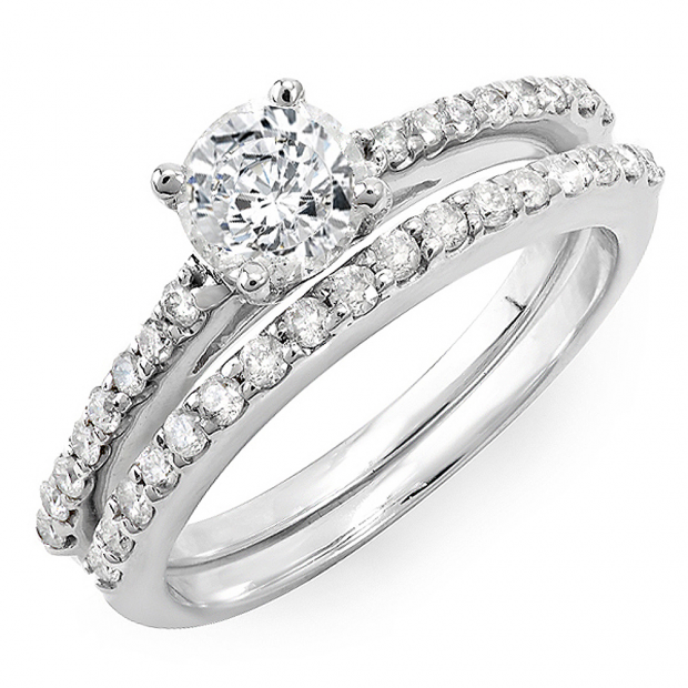 0.35 Carat (ctw) 14k White Gold Round Diamond Ladies Bridal Engagement Ring Set (No Center Stone)