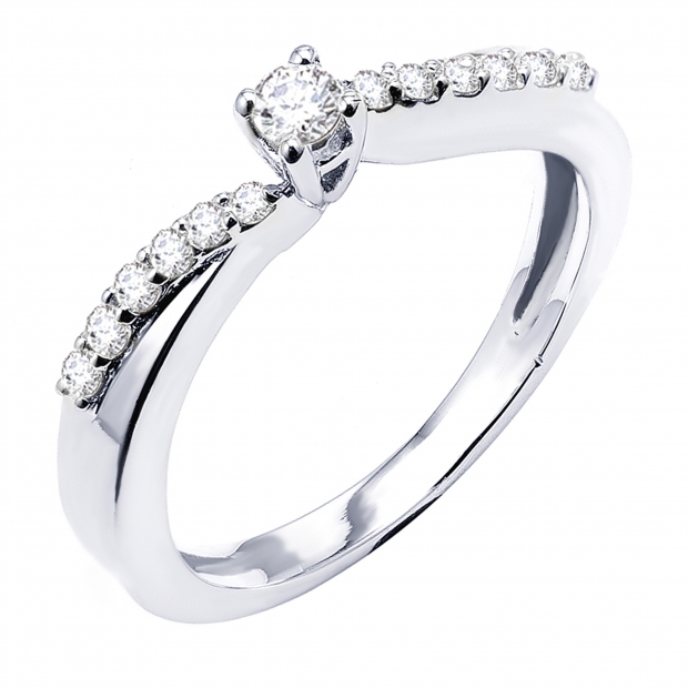 0.33 Carat (ctw) 14K White Gold Round Diamond Ladies Bridal Engagement Promise Ring 1/3 CT