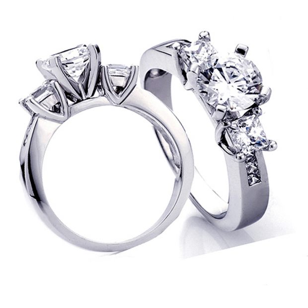 0.45 Carat (ctw) 14k White Gold Princess Diamond Ladies Bridal 3 Stone Semi Mount Engagement Ring (No Center Stone)