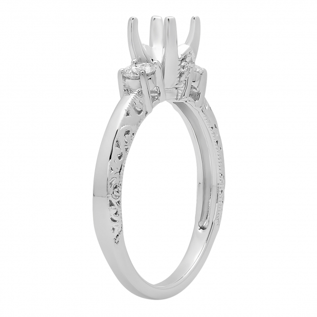 0.33 Carat (ctw) 14K White Gold Round Diamond Ladies Bridal Semi Mount Engagement Ring 1/3 CT (No Center Stone)