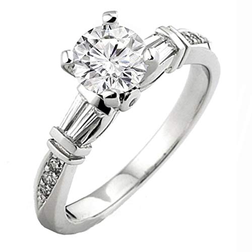 0.32 Carat (ctw) 14k White Gold Round & Baguette Diamond Ladies Bridal Semi Mount Engagement Ring (No Center Stone)(PEAR HEAD)