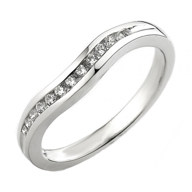 0.20 Carat (ctw) 14K White Gold Round Diamond Ladies Anniversary Wedding Band Guard Ring 1/5 CT