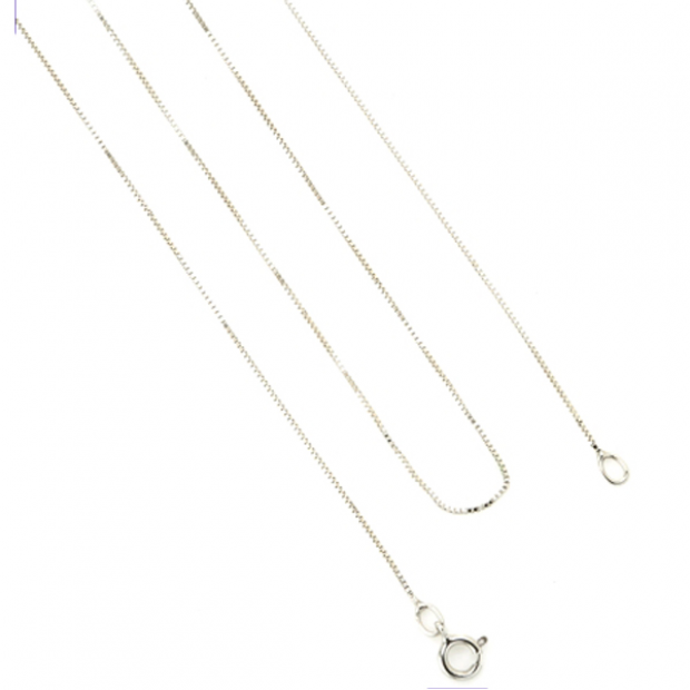 Thin Delicate 10k White Gold Box Chain Necklace (18 inch)