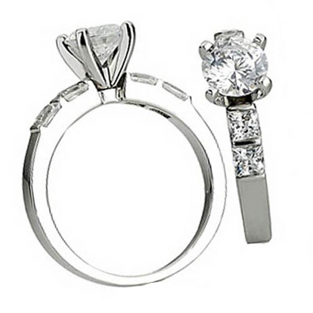 0.40 Carat (ctw) 14k White Gold Princess Diamond Ladies Bridal Semi Mount Engagement Ring (No Center Stone)