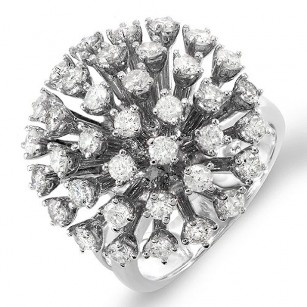 2.00 Carat (ctw) 14k White Gold Round Diamond Ladies Cocktail Right Hand Ring