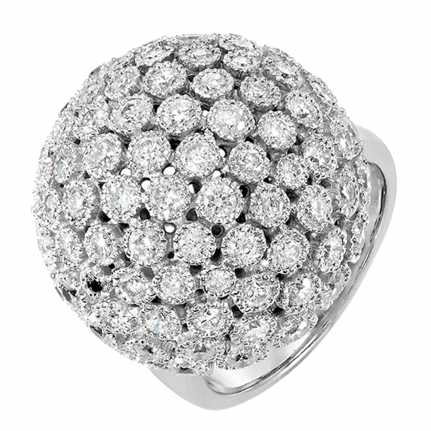 3.25 Carat (ctw) 14k White Gold Round Diamond Ladies Cocktail Fireball Right Hand Ring