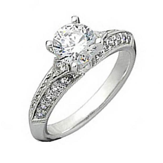 0.85 Carat (ctw) 14K White Gold Round Diamond Ladies Bridal Engagement Ring