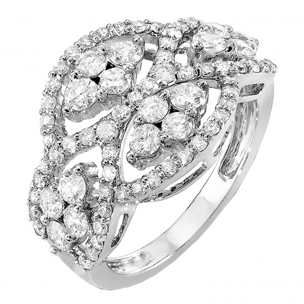 1.80 Carat (ctw) 14k White Gold Round Diamond Ladies Cocktail Right Hand Ring