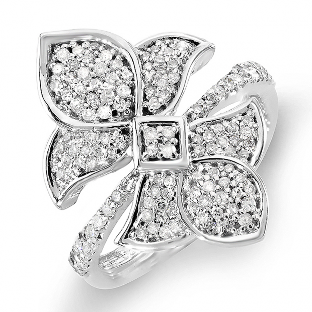 0.65 Carat (ctw) 14k White Gold Round Diamond Ladies Cocktail Right Hand
