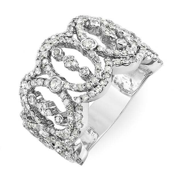 1.65 Carat (ctw) 14k White Gold Round Diamond Ladies Cocktail Right Hand