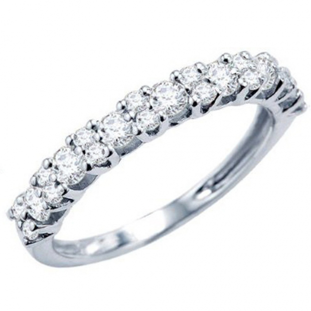 1.00 Carat (ctw) 14k White Gold Round Diamond Ladies Anniversary Wedding Ring Band Stackable