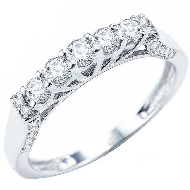 0.55 Carat (ctw) 14k White Gold Round Diamond Ladies Anniversary Wedding Band Stackable Ring