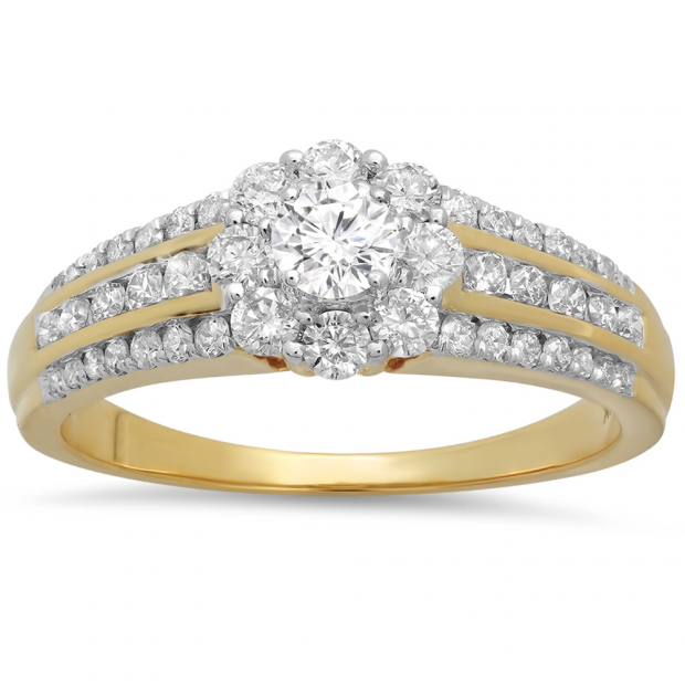 1.25 Carat (ctw) 14k Yellow Gold Round Diamond Ladies Bridal Engagement Ring