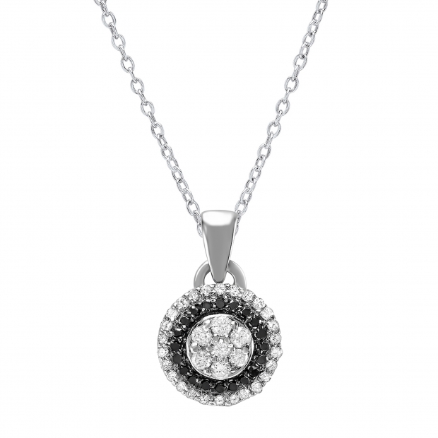 0.50 Carat (ctw) 10K White Gold Round Black & White Diamond Pendant 1/2 CT