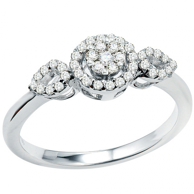 0.33 Carat (ctw) 10k White Gold Round Diamond Ladies Bridal Engagement Ring 1/3 CT