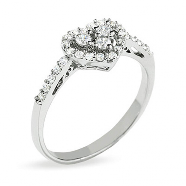 0.40 Carat (ctw) 14k White Gold Round Diamond Ladies Bridal Engagement Ring