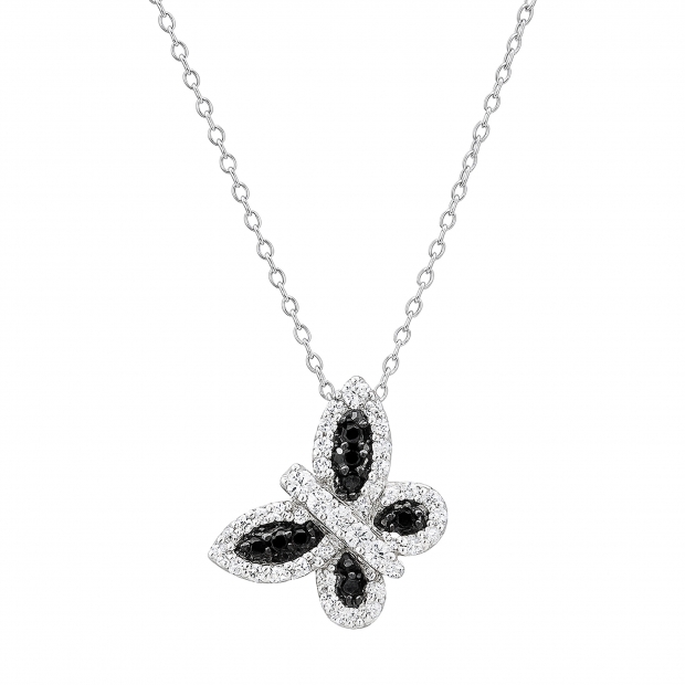 0.40 Carat (ctw) 10k White Gold Round Diamond Ladies Butterfly Pendant