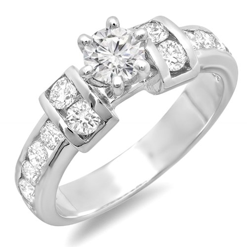 18K White Gold Round Cut White Diamond Ladies Custom Semi Mount Engagement Ring