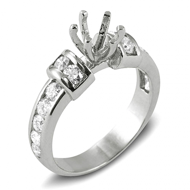 1.00 Carat (ctw) 14k White Gold Round Diamond Ladies Bridal Semi Mount Engagement Ring (No Center Stone)