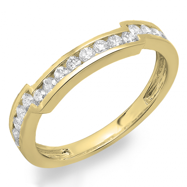 0.55 Carat (ctw) 10K Yellow Gold Round Diamond Ladies Anniversary Wedding Band Enhancer Guard Ring 1/2 CT