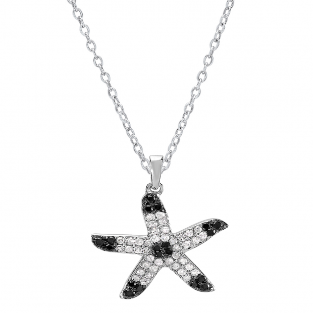 0.50 Carat (ctw) 10k White Gold Round Diamond Ladies Starfish Pendant 1/2 CT