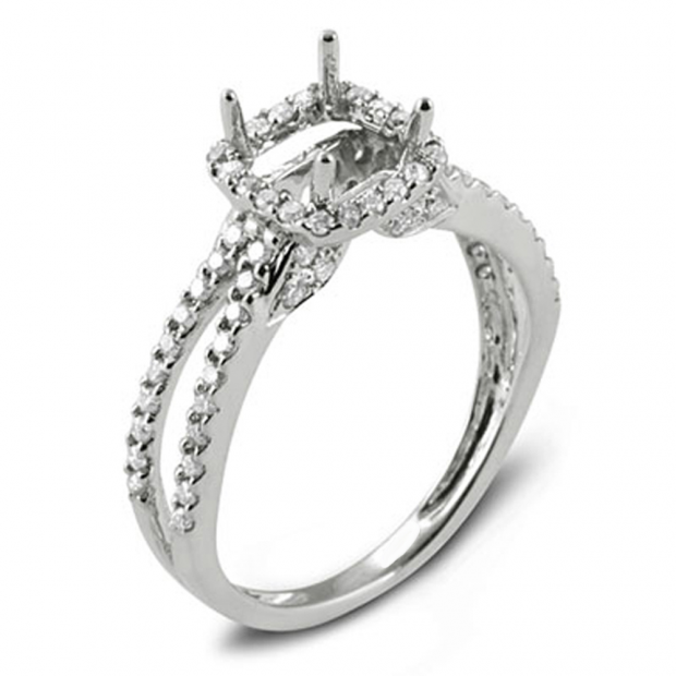 0.70 Carat (ctw) 14k White Gold Princess and Round Diamond Ladies Bridal Semi Mount Engagement Ring (No Center Stone)