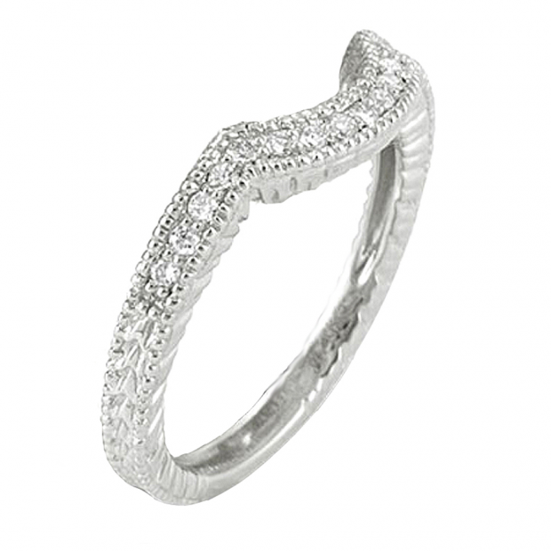 0.20 Carat (ctw) 14K White Gold Round Cut Diamond Ladies Anniversary Wedding Band Matching Stackable Guard Ring 1/5 CT