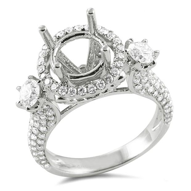 1.85 Carat (ctw) 18K White Gold Round Diamond Semi Mount Round Diamond For Center Engagement Bridal Ring (No Center Stone)
