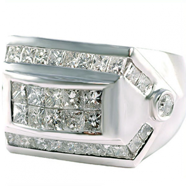 4.50 Carat (ctw) 14K REAL PRINCESS DIAMOND MENS WEDDING BAND RING