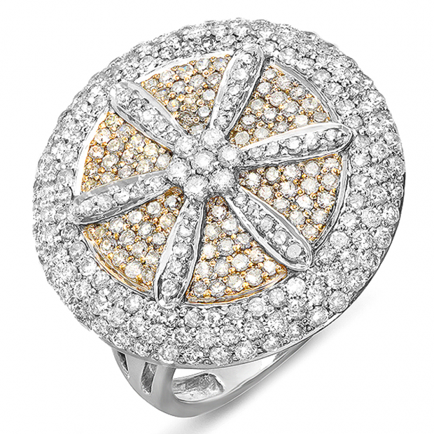 2.15 Carat (ctw) 14k White & Yellow Gold Round Diamond Ladies Cocktail Ring
