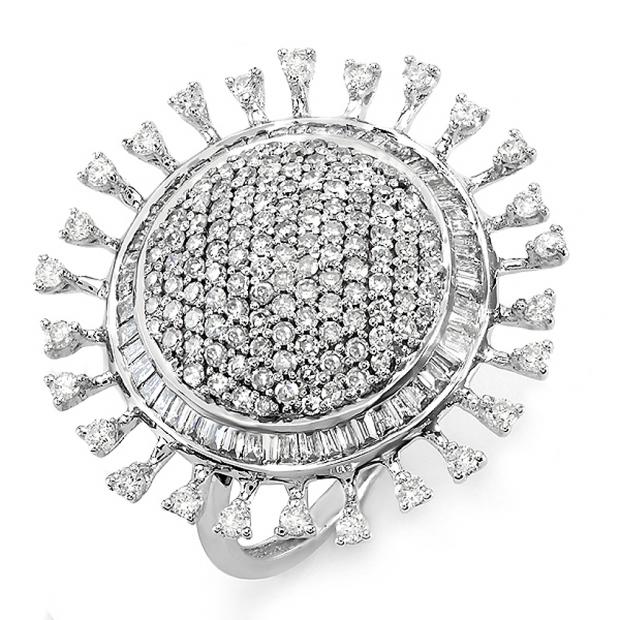 2.00 Carat (ctw) 14k White Gold Round Diamond Ladies Cocktail Right Hand