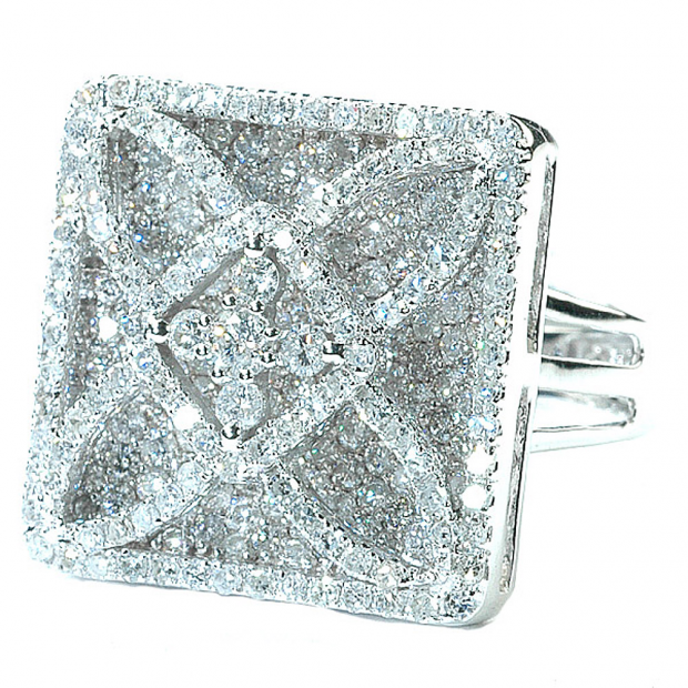 3.00 Carat (ctw) 14k White Gold Round Diamond Ladies Cocktail Right Hand Ring 3 CT