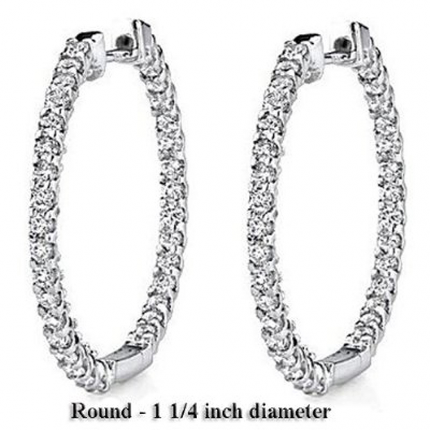 2.25 Carat (ctw) 14K White Gold Round White Diamond Fine Hoop Earring 2 1/4 CT