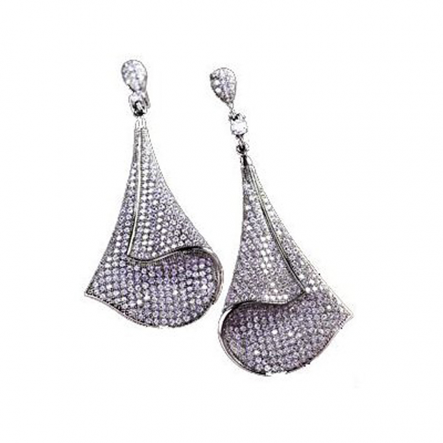 2.00 Carat (ctw) 14k White Gold Round Diamond Ladies Dangling Drop Earrings