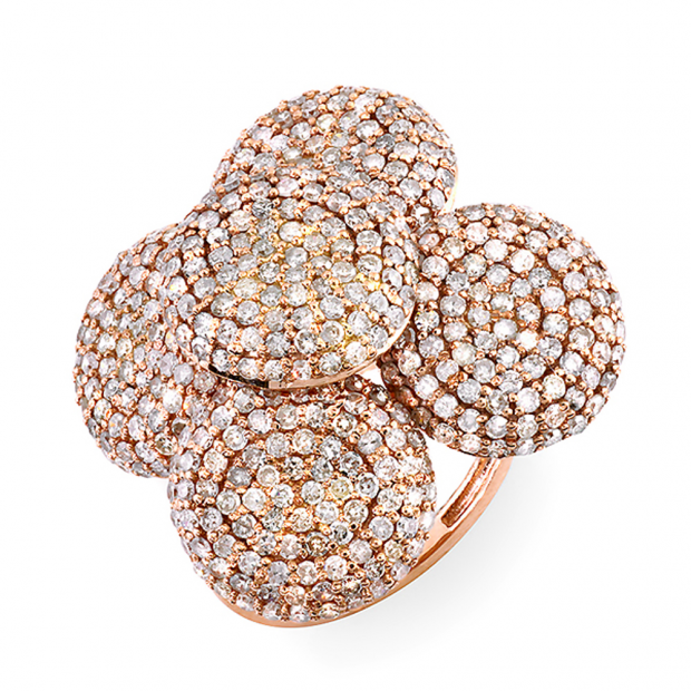 4.00 Carat (ctw) 14k Rose Gold White Round Diamond Ladies Cocktail Right Hand Ring