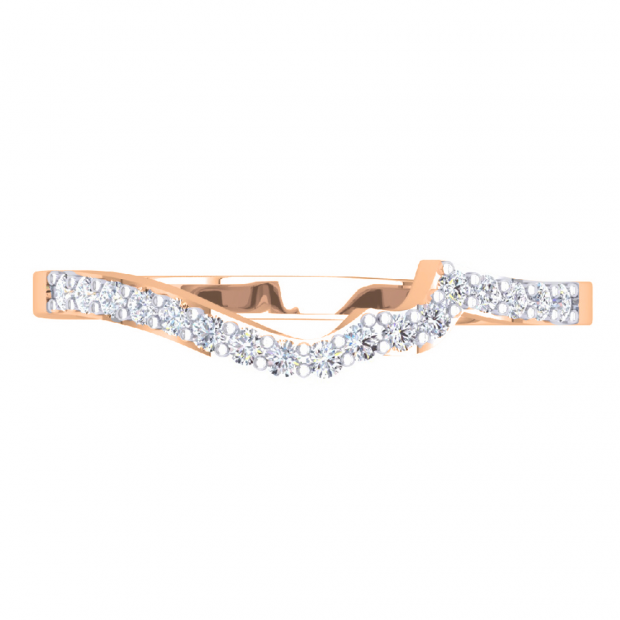 0.20 Carat (ctw) 10K Rose Gold Round Cut Diamond Ladies Anniversary Wedding Stackable Contour Guard Band 1/5 CT