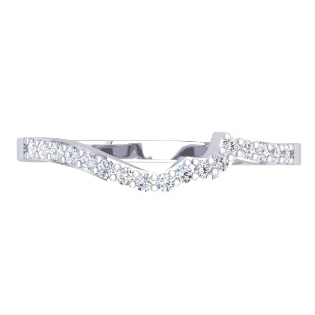 0.20 Carat (ctw) 10K White Gold Round Cut Diamond Ladies Anniversary Wedding Stackable Contour Guard Band 1/5 CT