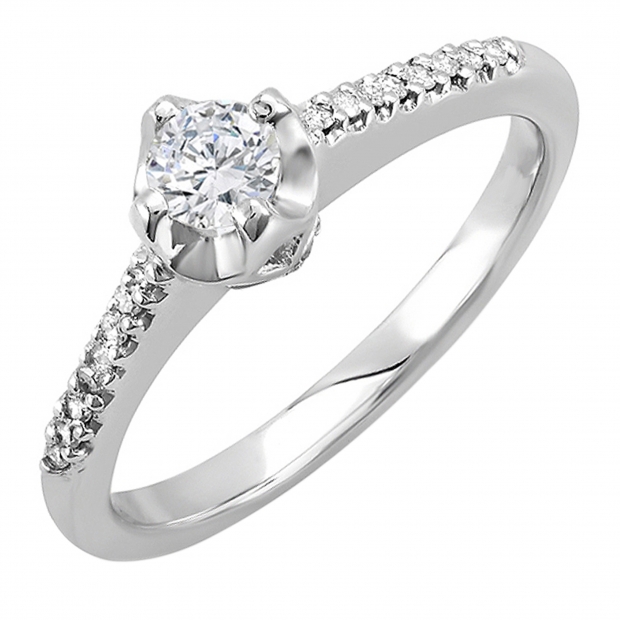 0.33 Carat (ctw) 14K White Gold Engagement Round Diamond Bridal Promise Ring