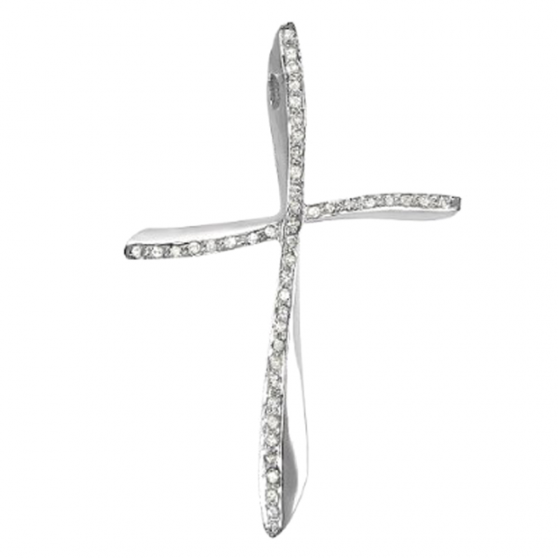 0.25 Carat (ctw) 14K White Gold Round White Diamond Cross Pendant chain not included