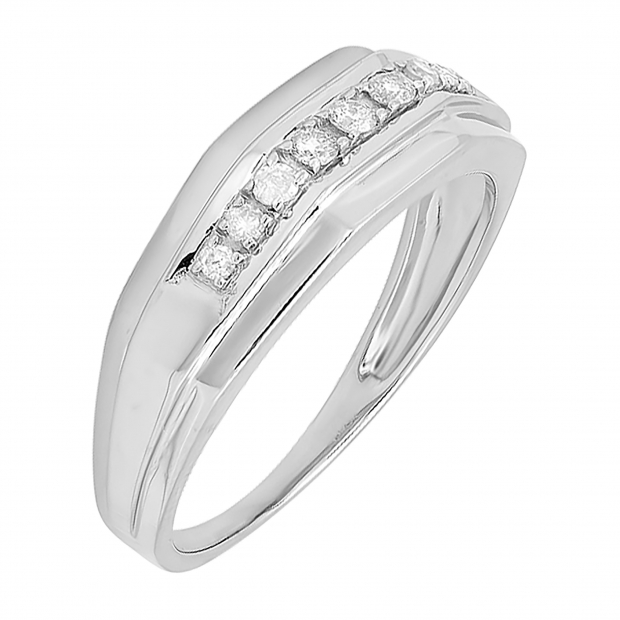 0.25 Carat (ctw) 14K White Gold Round White Real Diamond Men