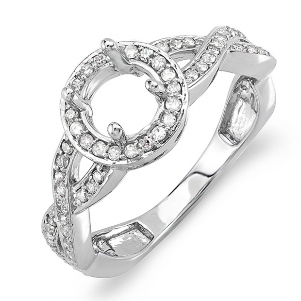 0.50 Carat (ctw) 14K White Gold Round Diamond Semi Mount Bridal Engagement Ring 1/2 CT (No Center Stone)