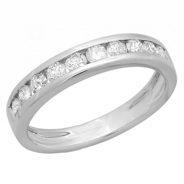 0.60 Carat (ctw) 14k White Gold Round Diamond Ladies Anniversary Wedding Stackable Ring Band