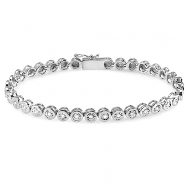 0.70 Carat (ctw) Sterling Silver Real Round Cut Diamond Ladies Tennis Bracelet 3/4 CT (7 Inch Length x 4.8 MM Wide)